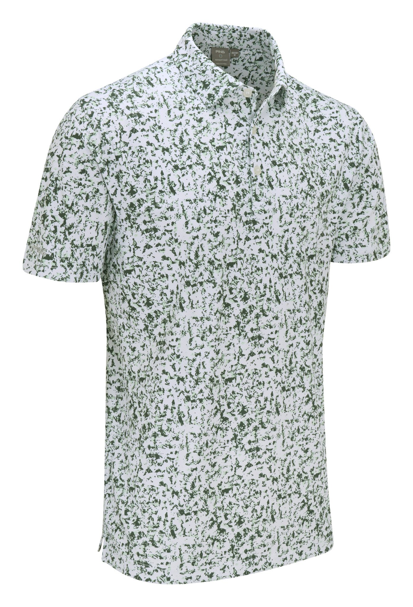 PING Gilmore pánske polo, white/gorse green multi