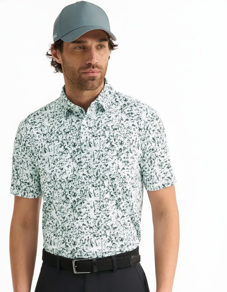 PING Gilmore pánske polo, white/gorse green multi