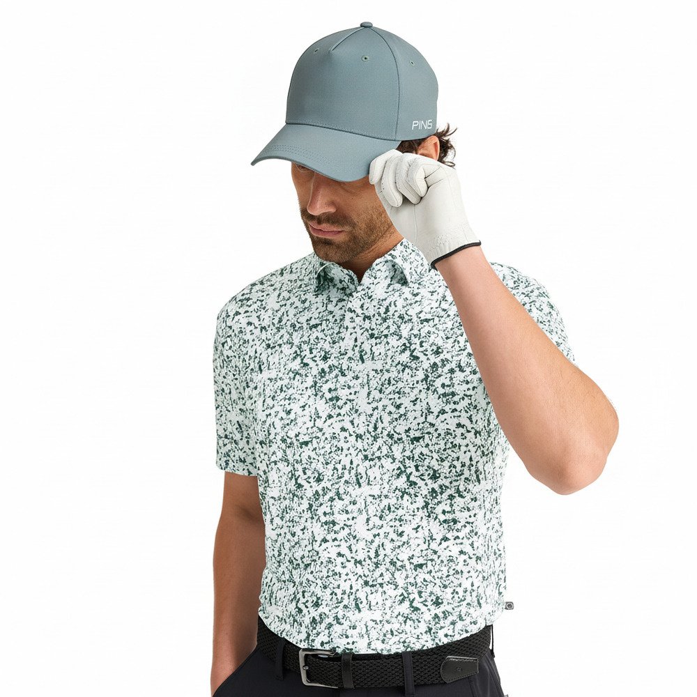 PING Gilmore pánske polo, white/gorse green multi