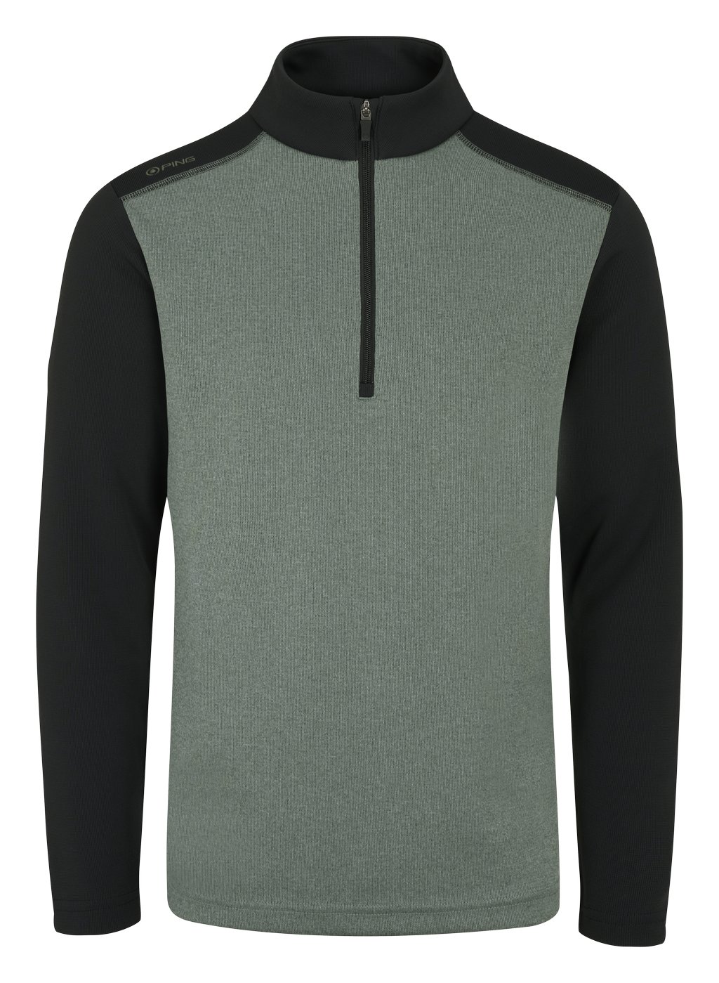 PING Ramsey half zip ribbed fleece pánska mikina, laurel marl/black