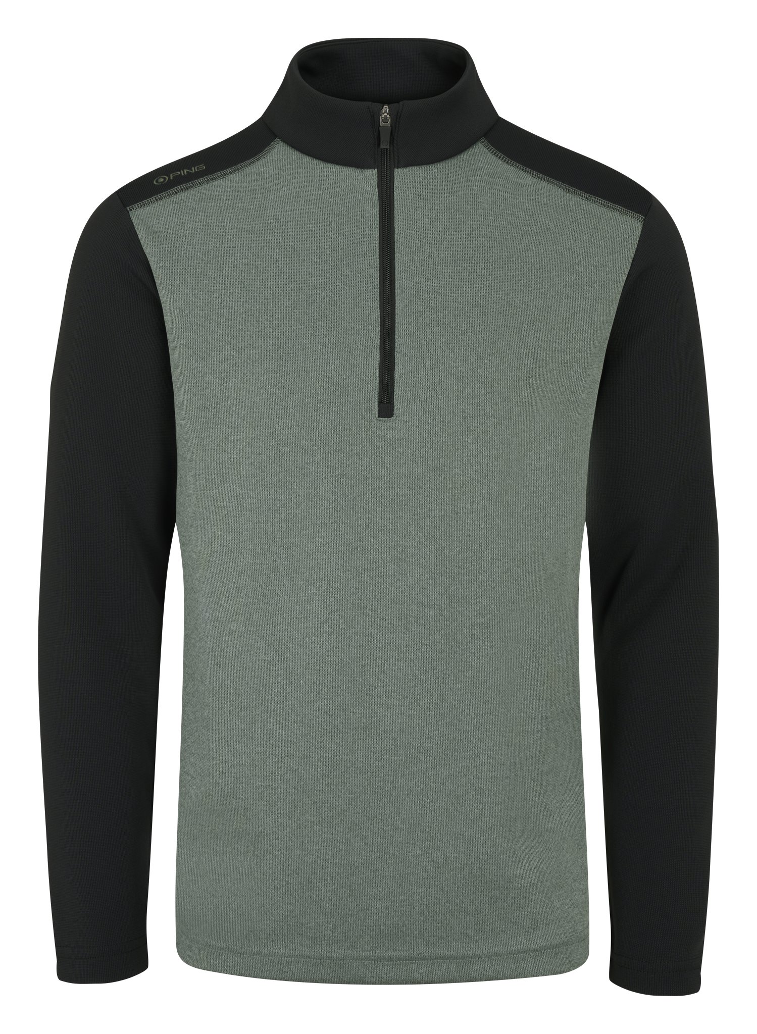 PING Ramsey half zip ribbed fleece pánska mikina, laurel marl/black
