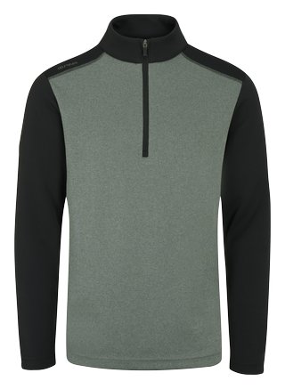 PING Ramsey half zip ribbed fleece pánska mikina, laurel marl/black