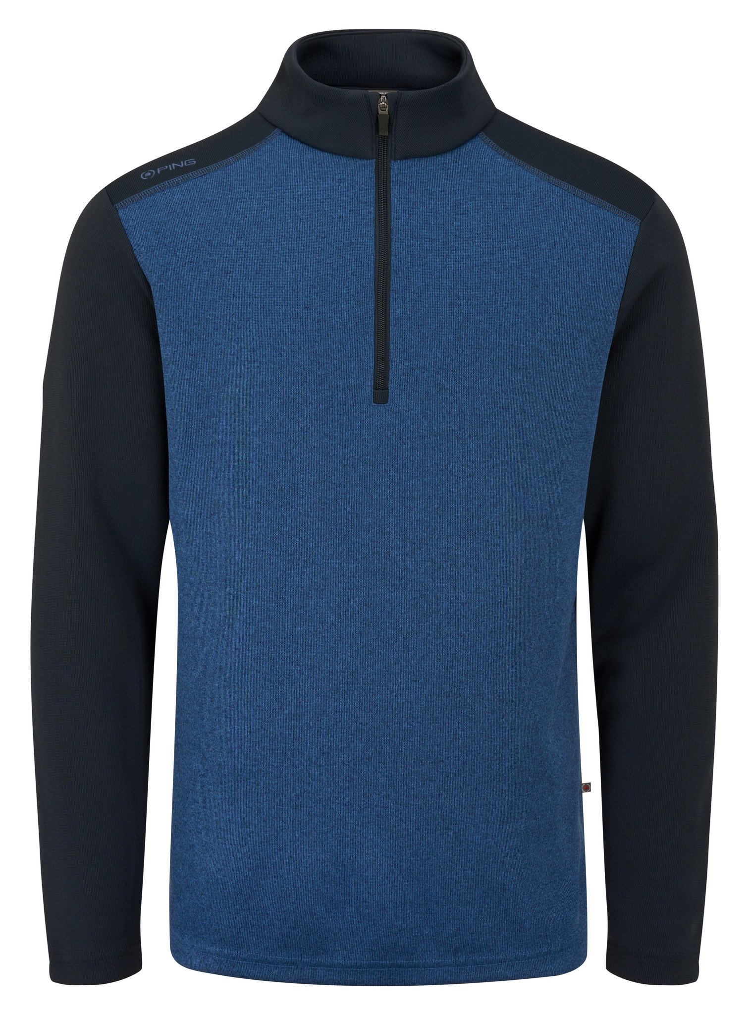 PING Ramsey half zip ribbed fleece pánsky sveter, inky marl/navy