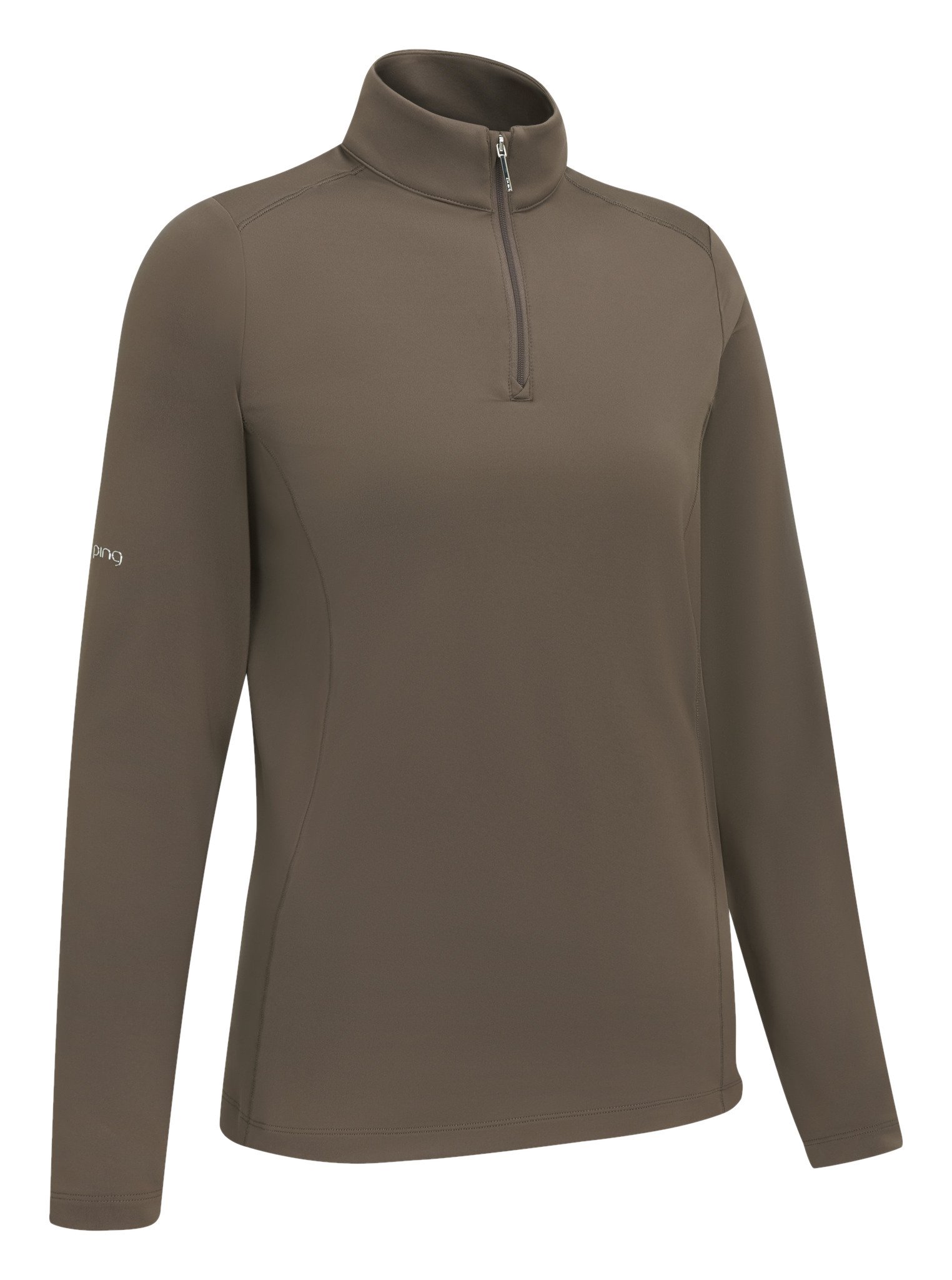PING Aveline Half Zip dámske tričko s dlhým rukávom, coffee