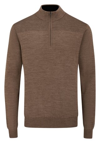 PING Dorset Quarter zip pánsky sveter, coffe marl