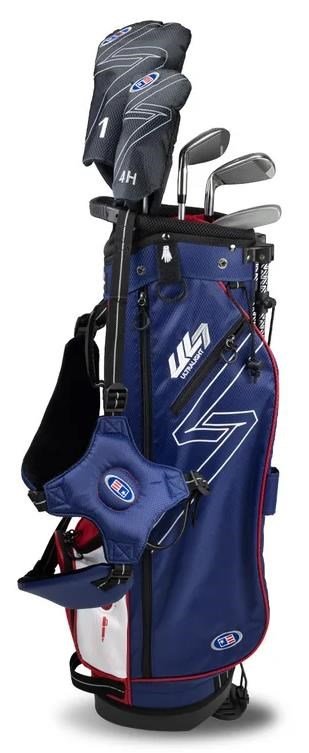 U.S. Kids Golf UL7-57 (145cm) W15 juniorský golfový set so stand bagom, navy/červená/biela