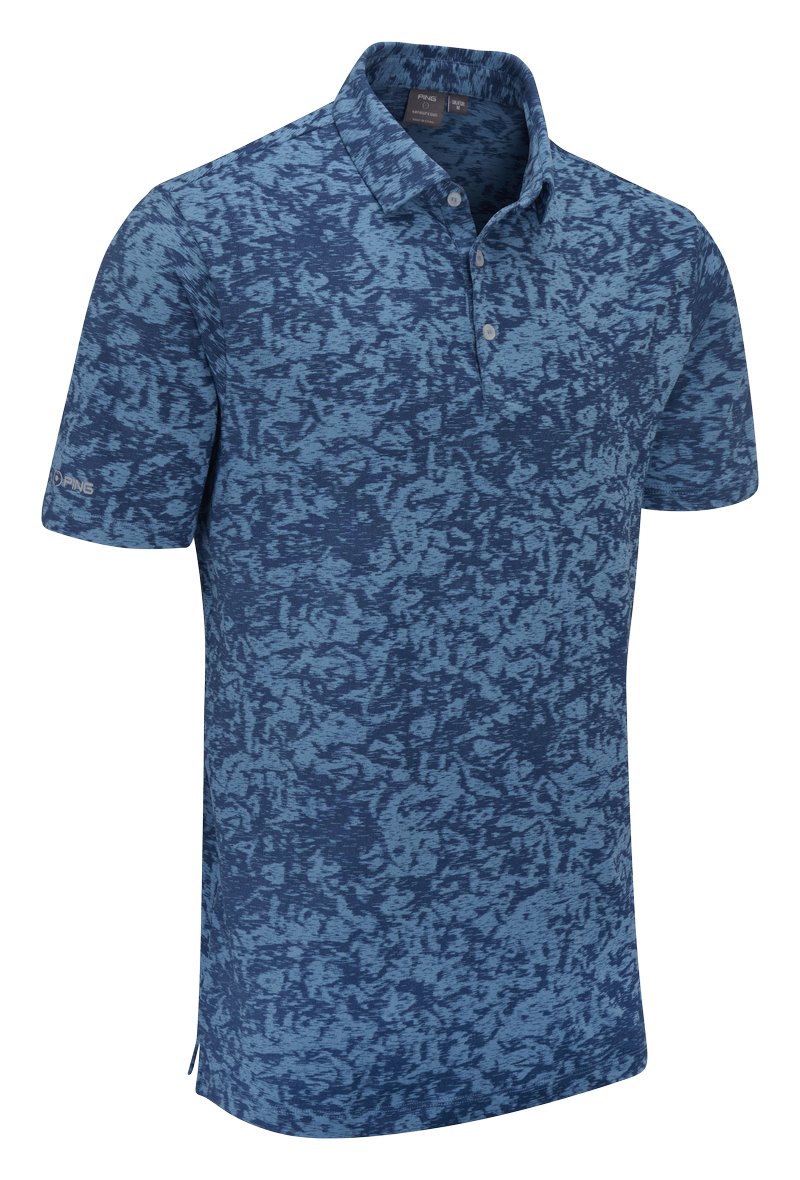 PING Marek Camo Jacquard pánske polo, infinity blue multi