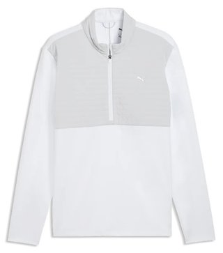 Puma Cloudspun Tech Hybrid 1/2 Zip pánska bunda, white glow/platino grey