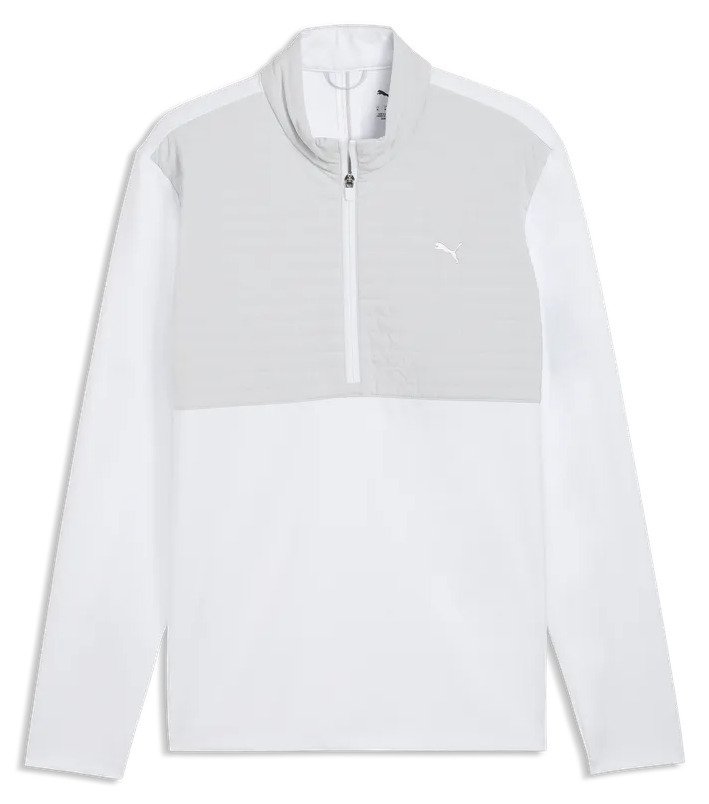 Puma Cloudspun Tech Hybrid 1/2 Zip pánska bunda, white glow/platino grey