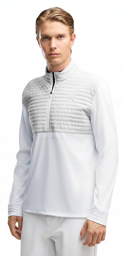 Puma Cloudspun Tech Hybrid 1/2 Zip pánska bunda, white glow/platino grey