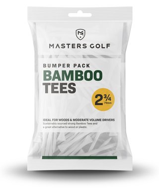 Masters Golf Bamboo Tees 70 mm (2 3/4"), Bumper Bag 110 tees, biele