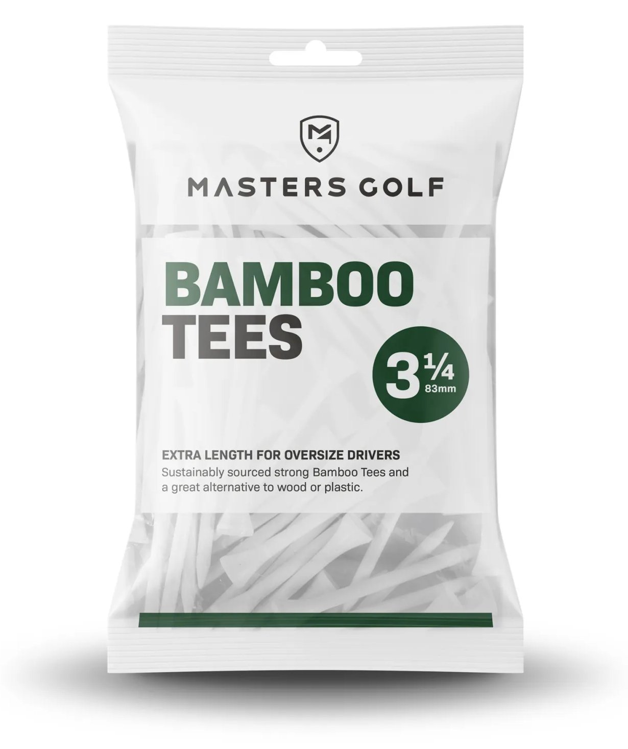 Masters Golf Bamboo Tees 83 mm (3 1/4"), 15 tees, biele