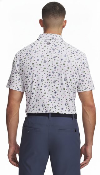 Under Armour ArmourDry Printed pánske polo, white/blue wind/midnight navy