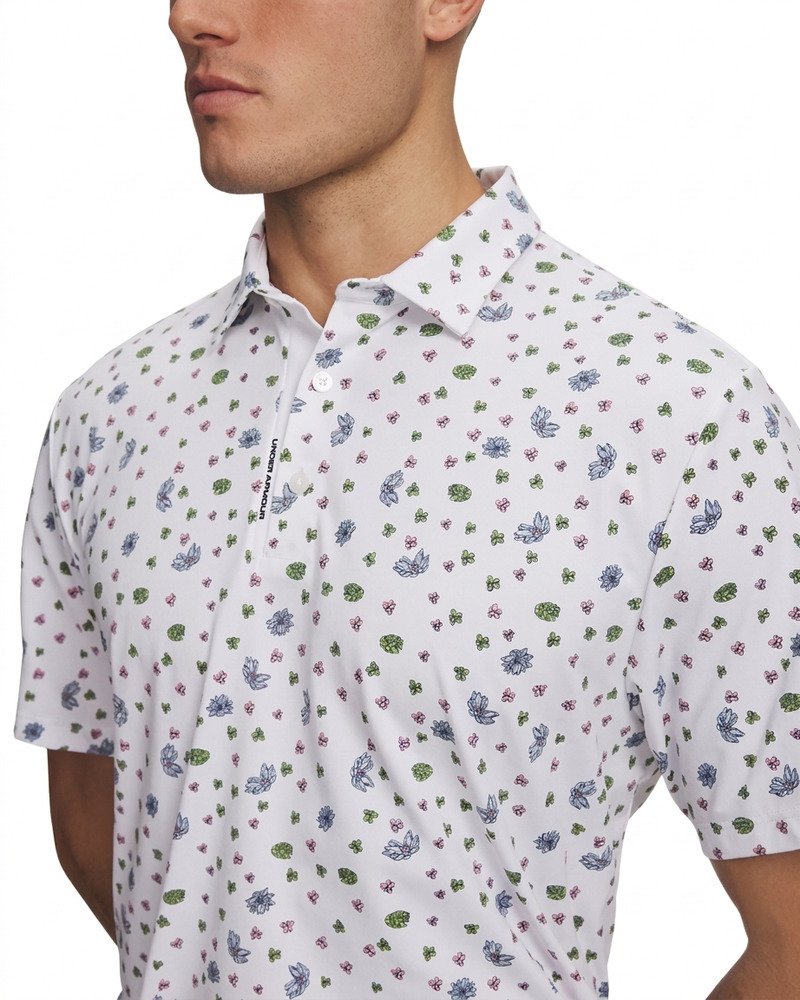 Under Armour ArmourDry Printed pánske polo, white/blue wind/midnight navy