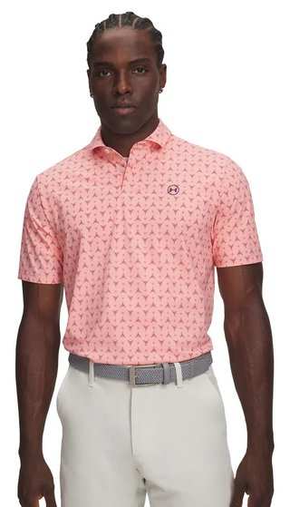 Under Armour Drive Chill Printed pánske polo, posh pink/claret