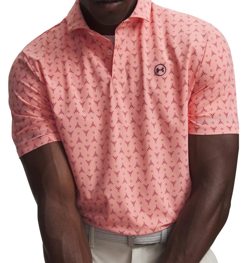 Under Armour Drive Chill Printed pánske polo, posh pink/claret