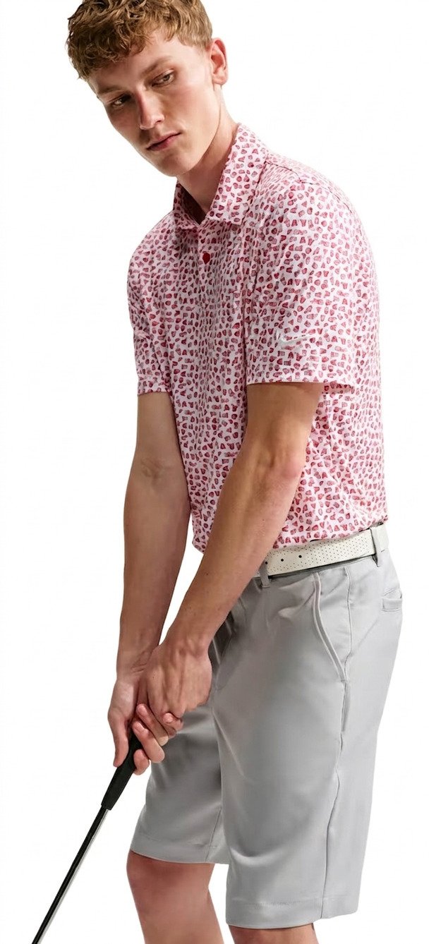 Nike Velocity Micro Print pánske polo, gym red/biele