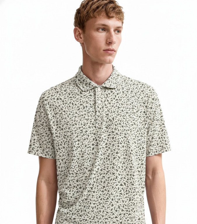 Nike Par Microprint Birds pánske polo, light orewood brown