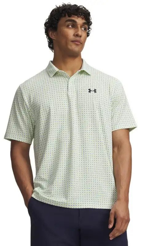 Under Armour Matchplay Printed pánske polo, bielo/zelené