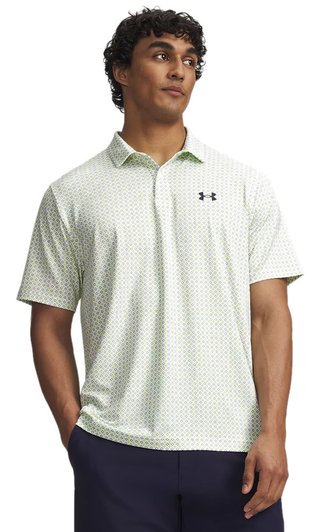 Under Armour Matchplay Printed pánske polo, bielo/zelené