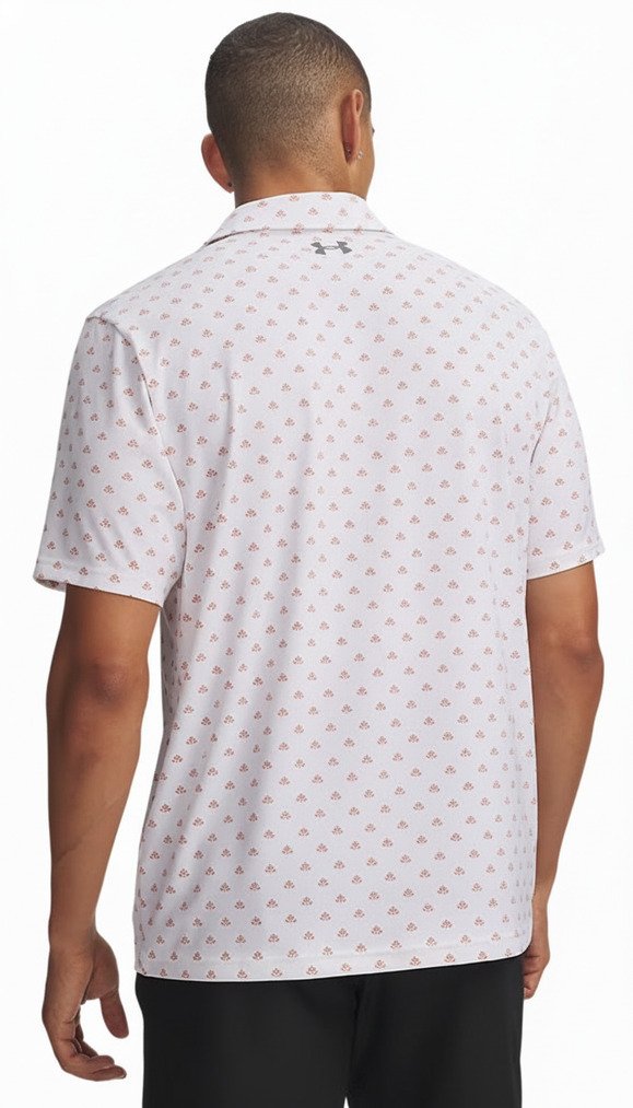 Under Armour Matchplay Printed pánske polo, white/vintage maroon/academy