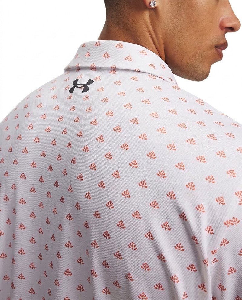 Under Armour Matchplay Printed pánske polo, white/vintage maroon/academy
