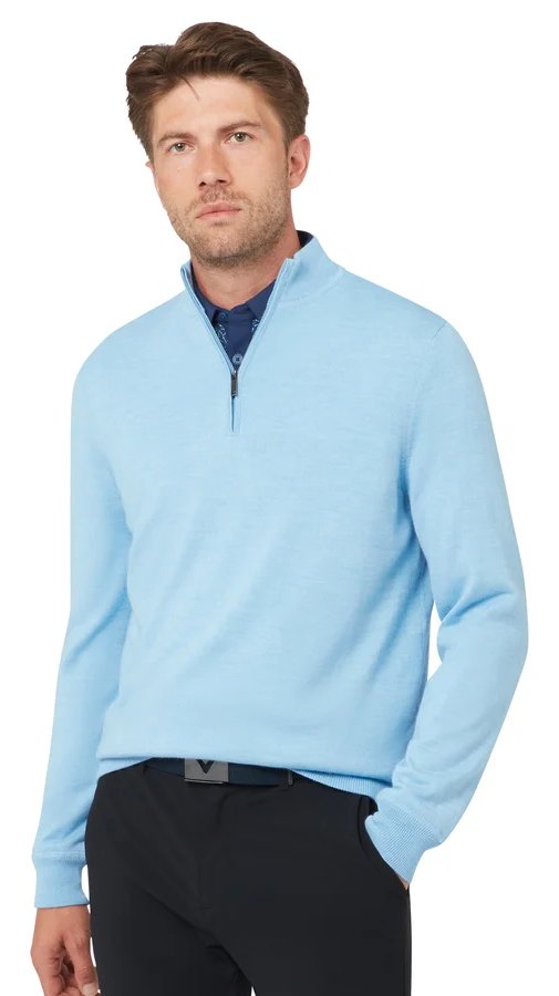 Callaway Windstopper 1/4-Zip pánsky sveter, dark cerulean heather
