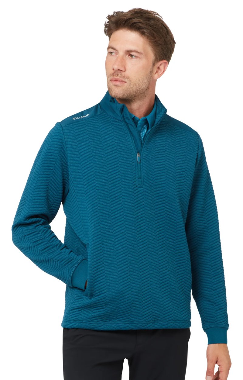 Callaway Chev Jacquard pánsky pullover, blue coral