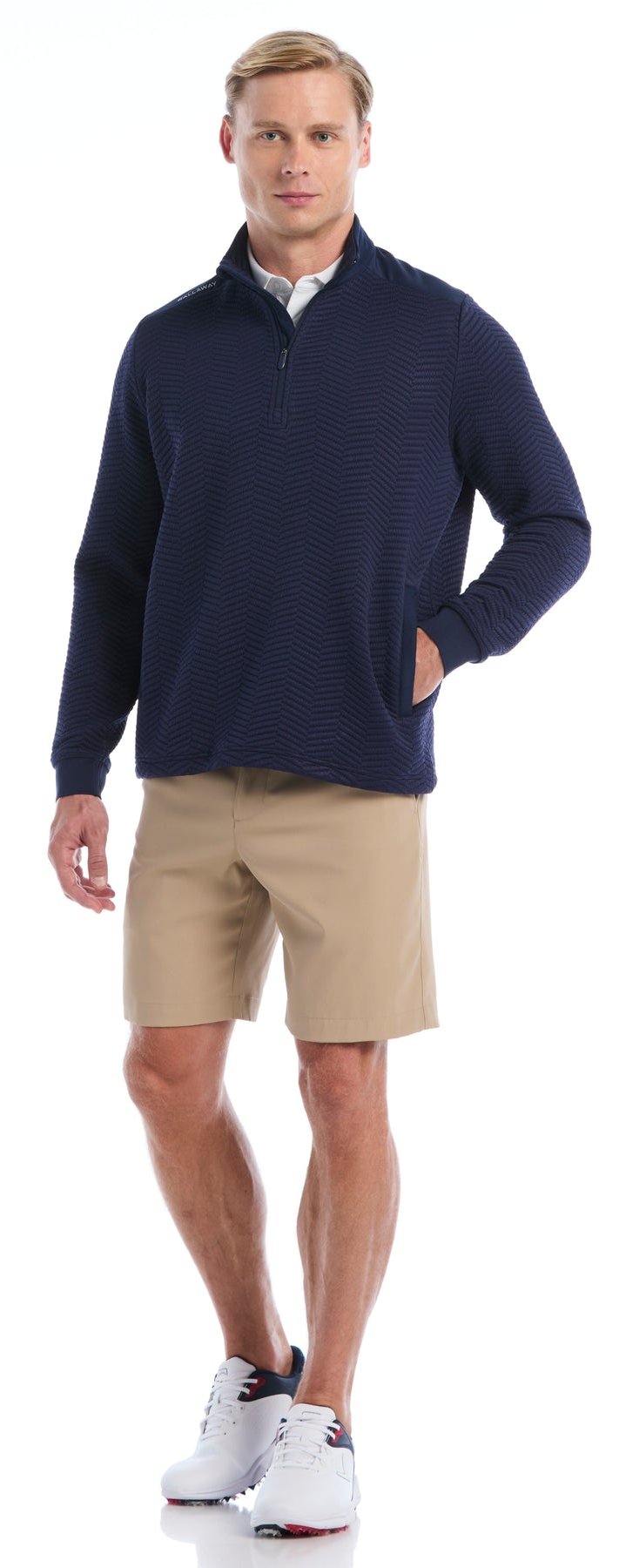 Callaway Chev Jacquard pánsky pullover, peacoat