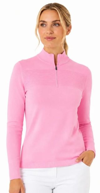 Callaway Soft Stretch Zip-Neck dámsky sveter, cherry blossom