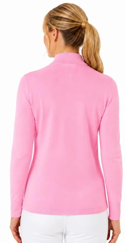 Callaway Soft Stretch Zip-Neck dámsky sveter, cherry blossom
