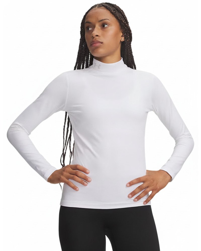 Under Armour ColdGear Mock Long Sleeve dámske tričko s dlhým rukávom, biele