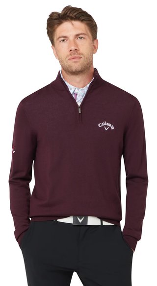 Callaway 1/4 Blended Merino pánsky sveter, italian plum