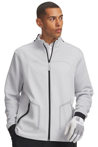 Under Armour Drive Pro Hybrid FZ pánska mikina, halo sivá/biela