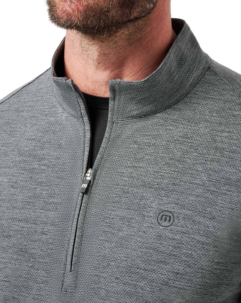 Travis Mathew Heater Pro 1/4Zip pánska mikina, heather grey