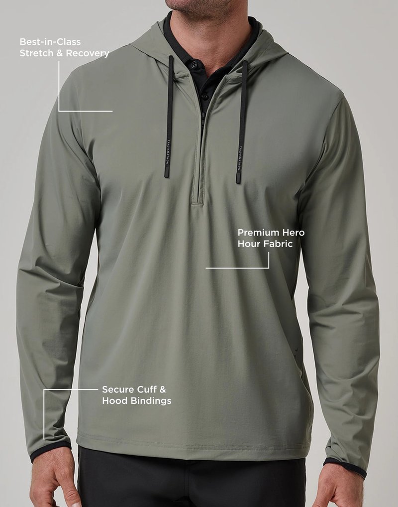 Travis Mathew Hero Hour Tech pánska mikina, dark olive