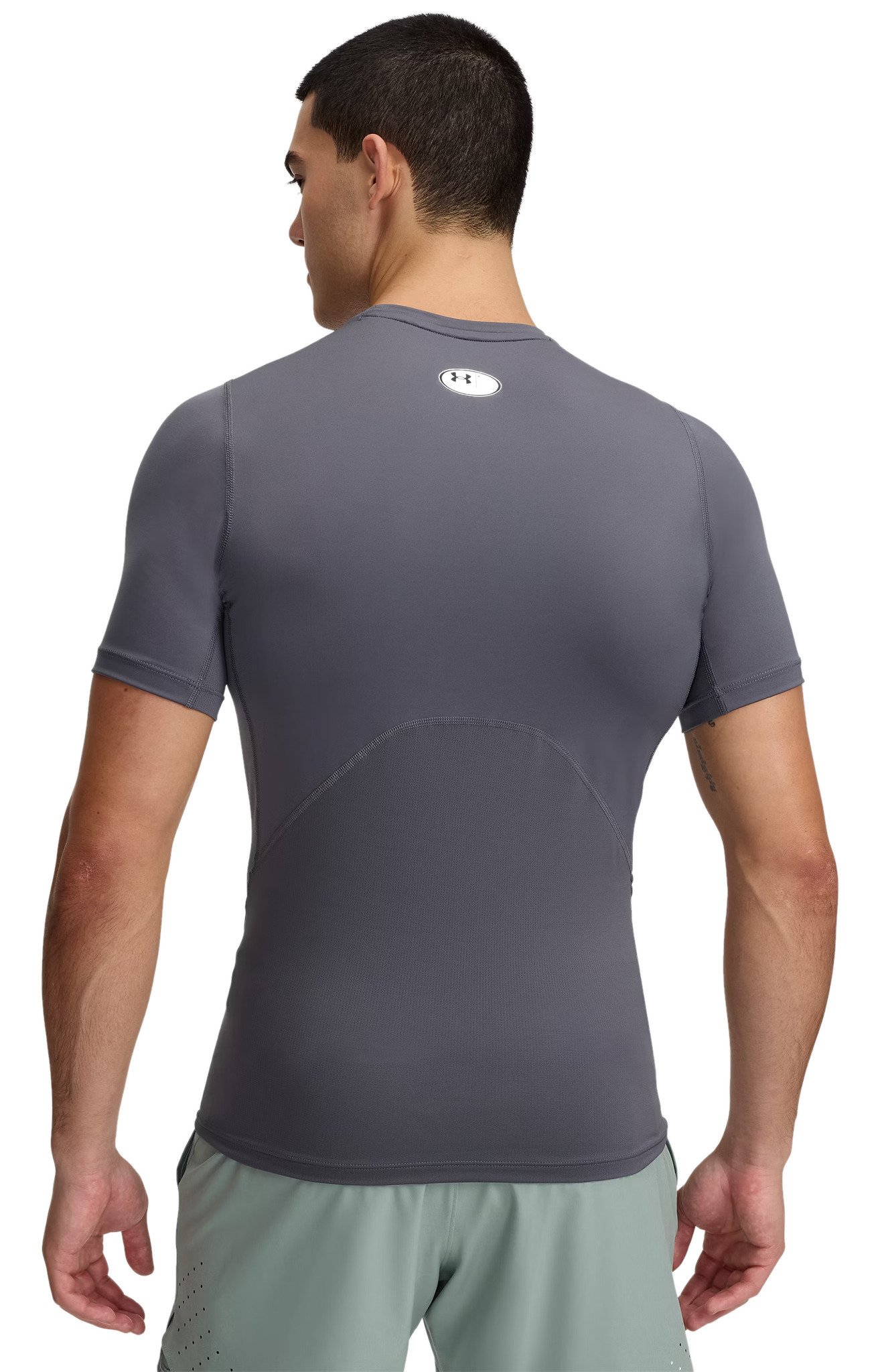 Under Armour HeatGear pánske kompresné tričko, castlerock/biela
