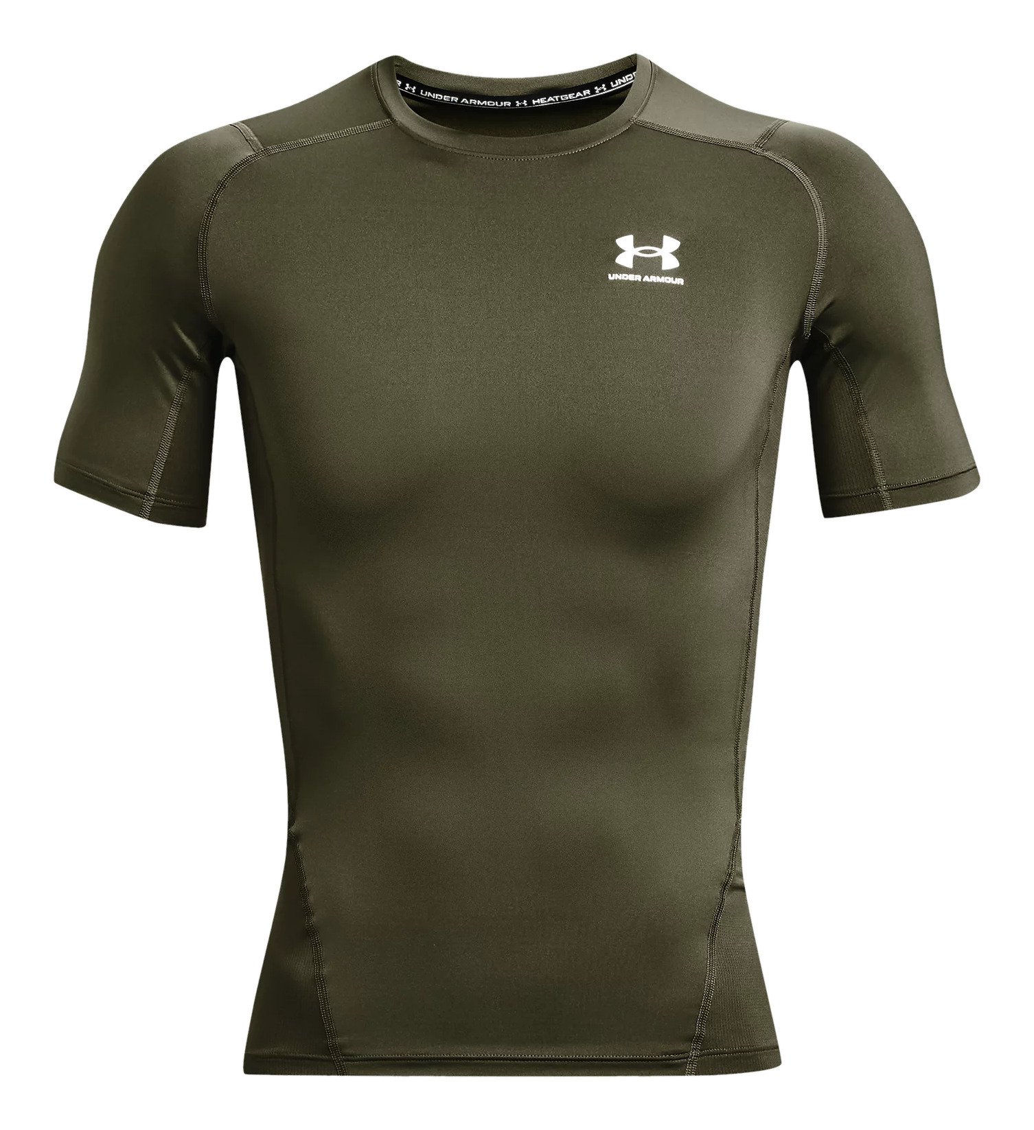 Under Armour HeatGear pánske kompresné tričko, marine OD green/biele