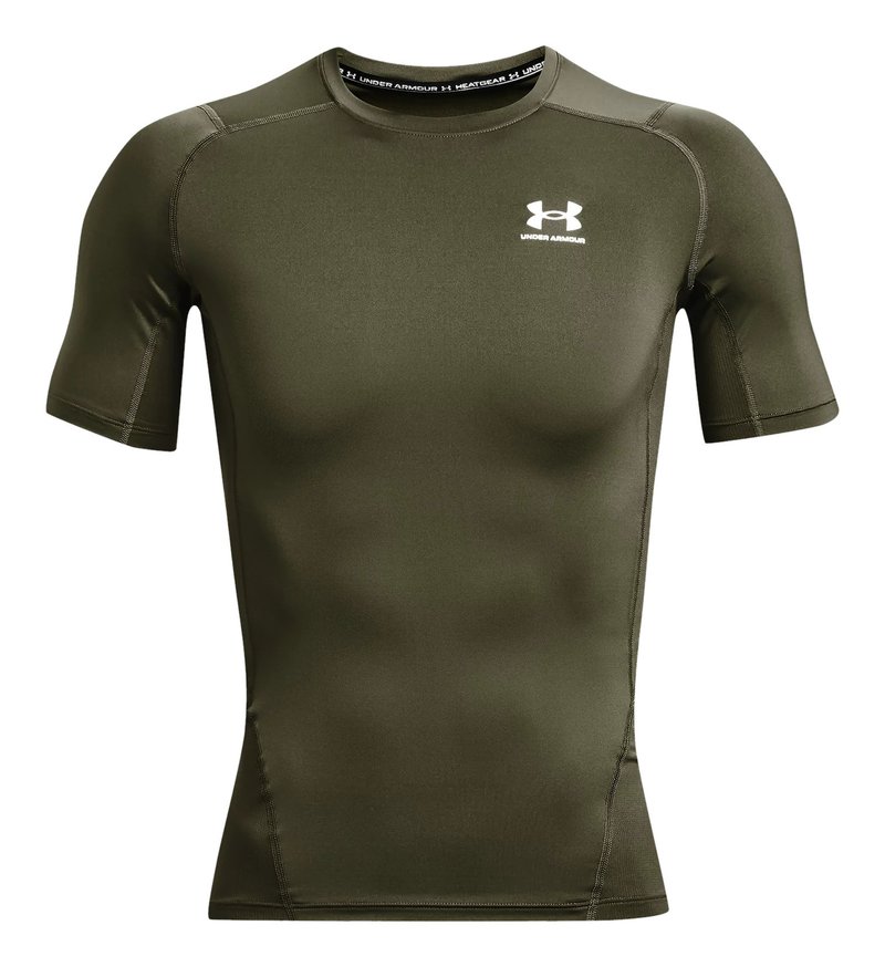 Under Armour HeatGear pánske kompresné tričko, marine OD green/biele
