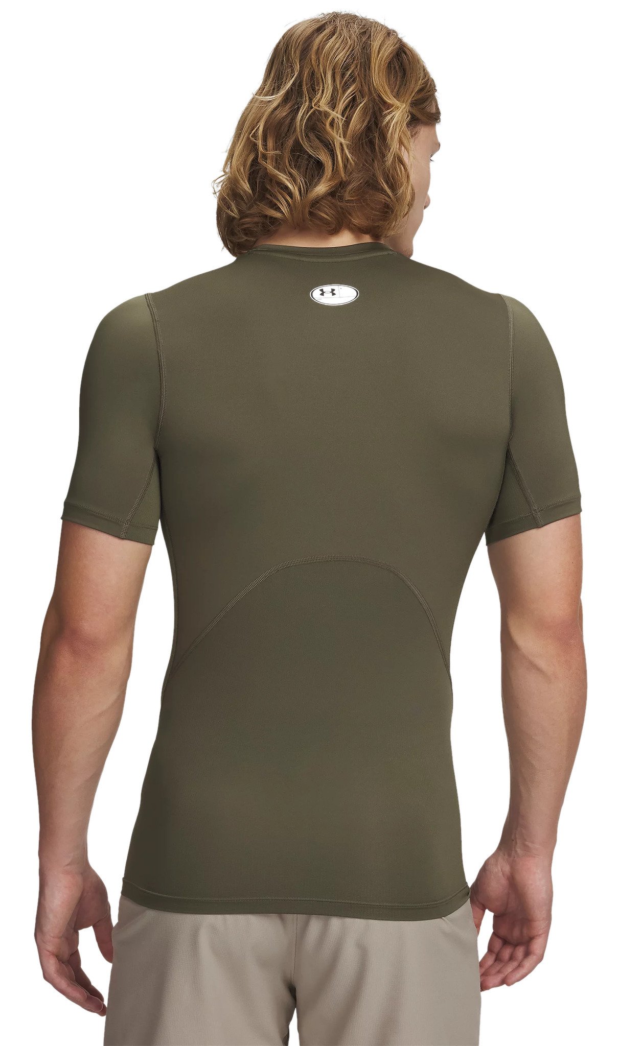 Under Armour HeatGear pánske kompresné tričko, marine OD green/biele