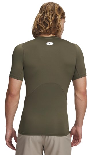 Under Armour HeatGear pánske kompresné tričko, marine OD green/biele
