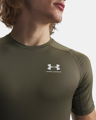 Under Armour HeatGear pánske kompresné tričko, marine OD green/biele
