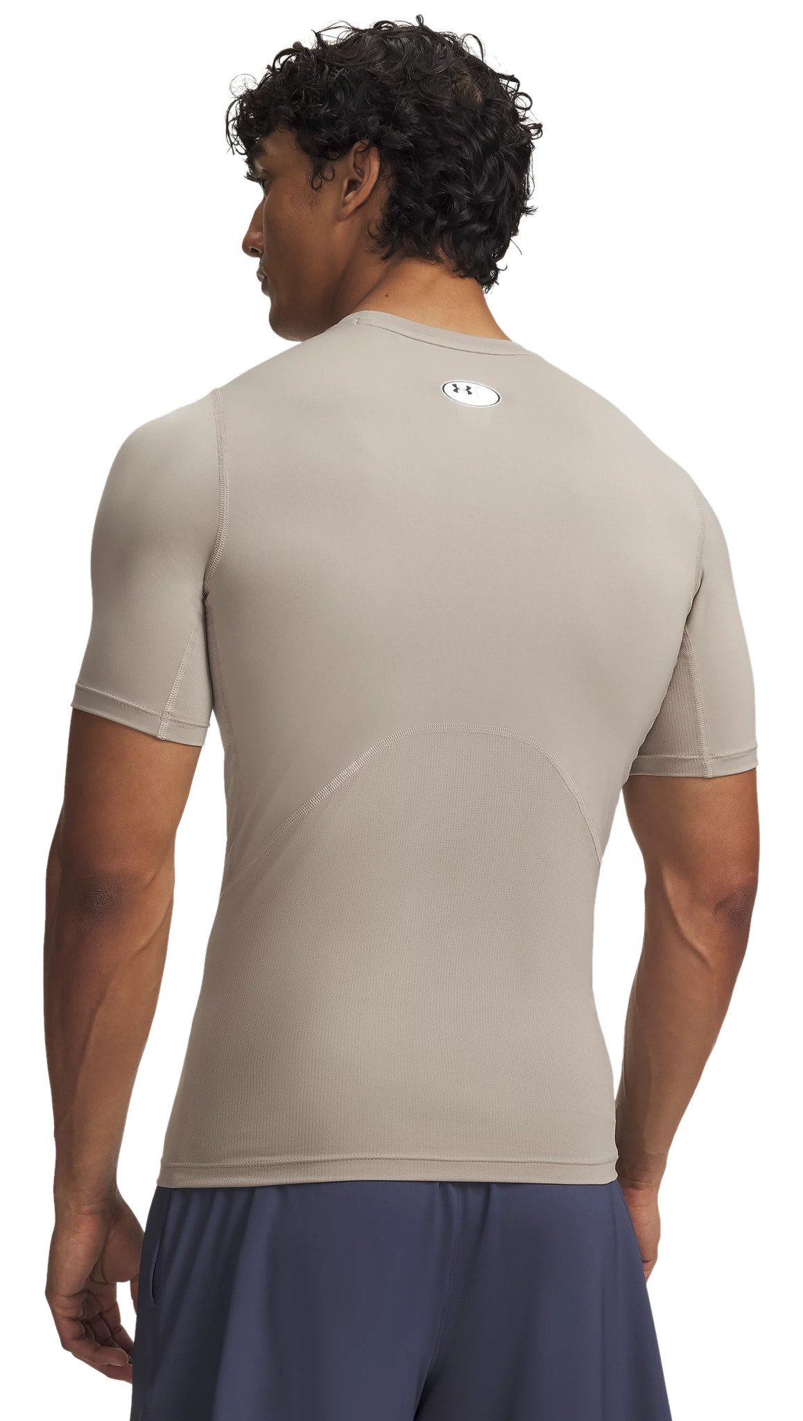 Under Armour HeatGear pánske kompresné tričko, timberwolf taupe/biela