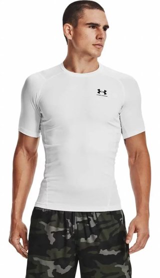 Under Armour HeatGear pánske kompresné tričko, biele