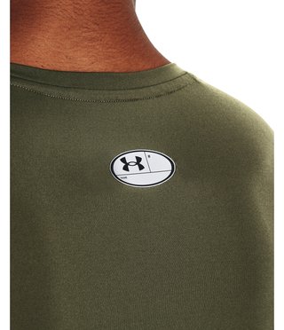Under Armour HeatGear pánske kompresné tričko s dlhým rukávom, marine OD green/biele
