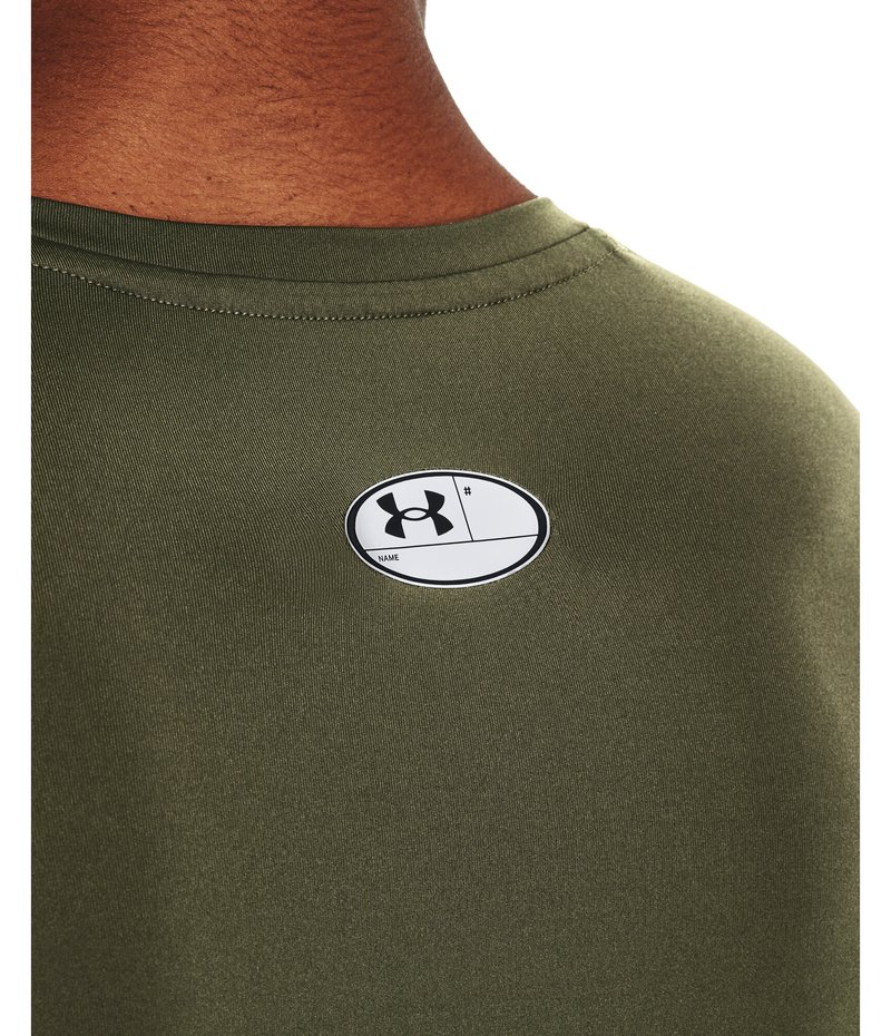 Under Armour HeatGear pánske kompresné tričko s dlhým rukávom, marine OD green/biele