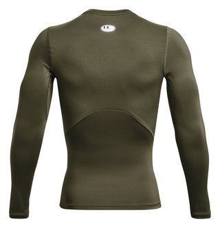 Under Armour HeatGear pánske kompresné tričko s dlhým rukávom, marine OD green/biele