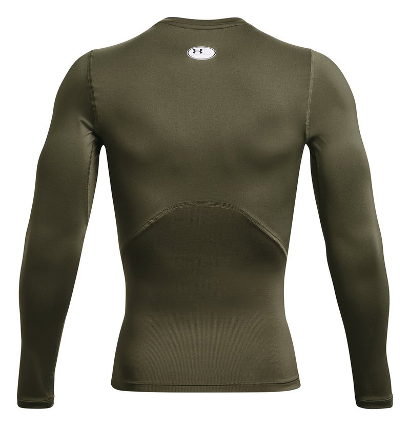 Under Armour HeatGear pánske kompresné tričko s dlhým rukávom, marine OD green/biele