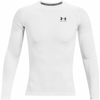 Under Armour HeatGear pánske kompresné tričko s dlhým rukávom, bielo/čierne