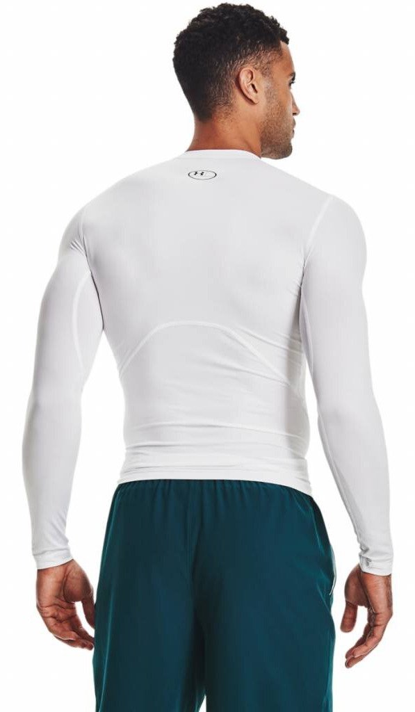 Under Armour HeatGear pánske kompresné tričko s dlhým rukávom, bielo/čierne